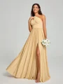 A-Line/Princess One-Shoulder Floor-Length Sleeveless Jersey Bridesmaid Dress