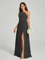A-Line/Princess One-Shoulder Floor-Length Sleeveless Jersey Bridesmaid Dress