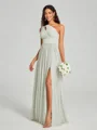 A-Line/Princess One-Shoulder Floor-Length Sleeveless Jersey Bridesmaid Dress