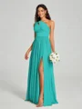 A-Line/Princess One-Shoulder Floor-Length Sleeveless Jersey Bridesmaid Dress