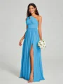 A-Line/Princess One-Shoulder Floor-Length Sleeveless Jersey Bridesmaid Dress