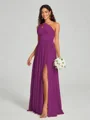 A-Line/Princess One-Shoulder Floor-Length Sleeveless Jersey Bridesmaid Dress