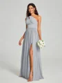 A-Line/Princess One-Shoulder Floor-Length Sleeveless Jersey Bridesmaid Dress