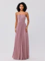 A-Line/Princess Chiffon Ruffles Strapless Sleeveless Floor-Length Bridesmaid Dresses