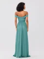 A-Line/Princess Chiffon Ruched Off-the-Shoulder Sleeveless Floor-Length Bridesmaid Dresses
