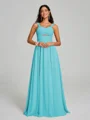 A-Line/Princess Straps Floor-Lengt Sleeveless Chiffon Bridesmaid Dress