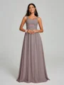 A-Line/Princess Straps Floor-Lengt Sleeveless Chiffon Bridesmaid Dress