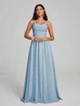 A-Line/Princess Straps Floor-Lengt Sleeveless Chiffon Bridesmaid Dress