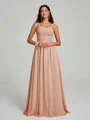 A-Line/Princess Straps Floor-Lengt Sleeveless Chiffon Bridesmaid Dress