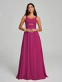A-Line/Princess Straps Floor-Lengt Sleeveless Chiffon Bridesmaid Dress