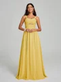 A-Line/Princess Straps Floor-Lengt Sleeveless Chiffon Bridesmaid Dress