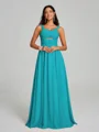 A-Line/Princess Straps Floor-Lengt Sleeveless Chiffon Bridesmaid Dress