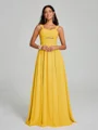 A-Line/Princess Straps Floor-Lengt Sleeveless Chiffon Bridesmaid Dress
