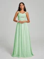 A-Line/Princess Straps Floor-Lengt Sleeveless Chiffon Bridesmaid Dress