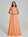 A-Line/Princess Straps Floor-Lengt Sleeveless Chiffon Bridesmaid Dress