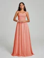A-Line/Princess Straps Floor-Lengt Sleeveless Chiffon Bridesmaid Dress