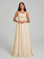 A-Line/Princess Straps Floor-Lengt Sleeveless Chiffon Bridesmaid Dress
