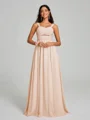 A-Line/Princess Straps Floor-Lengt Sleeveless Chiffon Bridesmaid Dress