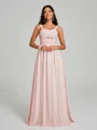 A-Line/Princess Straps Floor-Lengt Sleeveless Chiffon Bridesmaid Dress