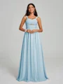 A-Line/Princess Straps Floor-Lengt Sleeveless Chiffon Bridesmaid Dress