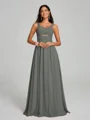A-Line/Princess Straps Floor-Lengt Sleeveless Chiffon Bridesmaid Dress