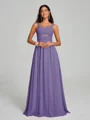 A-Line/Princess Straps Floor-Lengt Sleeveless Chiffon Bridesmaid Dress