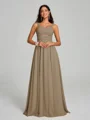 A-Line/Princess Straps Floor-Lengt Sleeveless Chiffon Bridesmaid Dress