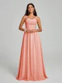 A-Line/Princess Straps Floor-Lengt Sleeveless Chiffon Bridesmaid Dress