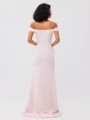 Sheath/Column Stretch Crepe Ruched Off-the-Shoulder Sleeveless Sweep/Brush Train Bridesmaid Dresses
