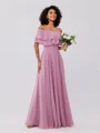 A-Line/Princess Chiffon Ruffles Off-the-Shoulder Sleeveless Floor-Length Bridesmaid Dresses