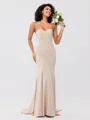 Trumpet/Mermaid Stretch Crepe Ruffles Strapless Sleeveless Sweep/Brush Train Bridesmaid Dresses
