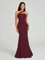 Sheath/Column One-Shoulder Floor-Length Sleeveless Stretch Crepe Bridesmaid Dress