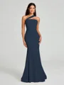 Sheath/Column One-Shoulder Floor-Length Sleeveless Stretch Crepe Bridesmaid Dress