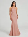 Sheath/Column One-Shoulder Floor-Length Sleeveless Stretch Crepe Bridesmaid Dress