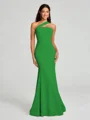 Sheath/Column One-Shoulder Floor-Length Sleeveless Stretch Crepe Bridesmaid Dress