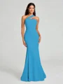 Sheath/Column One-Shoulder Floor-Length Sleeveless Stretch Crepe Bridesmaid Dress