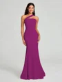Sheath/Column One-Shoulder Floor-Length Sleeveless Stretch Crepe Bridesmaid Dress