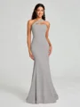 Sheath/Column One-Shoulder Floor-Length Sleeveless Stretch Crepe Bridesmaid Dress