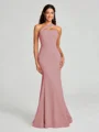 Sheath/Column One-Shoulder Floor-Length Sleeveless Stretch Crepe Bridesmaid Dress