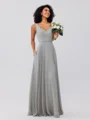 A-Line/Princess Chiffon Ruffles V-neck Sleeveless Floor-Length Bridesmaid Dresses