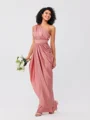 A-Line/Princess Charmeuse Ruffles One-Shoulder Sleeveless Ankle-Length Bridesmaid Dresses