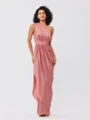 A-Line/Princess Charmeuse Ruffles One-Shoulder Sleeveless Ankle-Length Bridesmaid Dresses