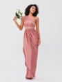 A-Line/Princess Charmeuse Ruffles One-Shoulder Sleeveless Ankle-Length Bridesmaid Dresses