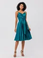 A-Line/Princess Silk Like Satin Ruffles Spaghetti Straps Sleeveless Knee-Length Bridesmaid Dresses