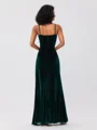 Sheath/Column Velvet Ruched Spaghetti Straps Sleeveless Floor-Length Bridesmaid Dresses