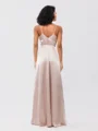 A-Line/Princess Silk like Satin Ruffles V-neck Sleeveless Floor-Length Bridesmaid Dresses