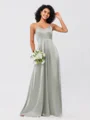 A-Line/Princess Silk like Satin Ruffles V-neck Sleeveless Floor-Length Bridesmaid Dresses