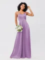 A-Line/Princess Silk like Satin Ruffles V-neck Sleeveless Floor-Length Bridesmaid Dresses