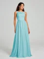 A-Line/Princess Square Floor-Length Sleeveless Chiffon Bridesmaid Dress