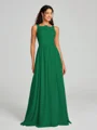 A-Line/Princess Square Floor-Length Sleeveless Chiffon Bridesmaid Dress